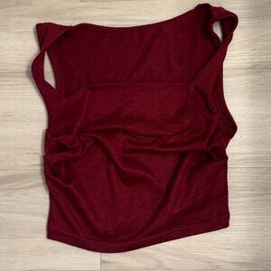 Red Squared Neck Crop Top